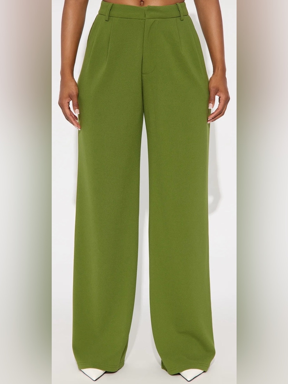 NWOT Wide-Leg High-Rise Dress Pants Chartreuse Green 32” Inseam